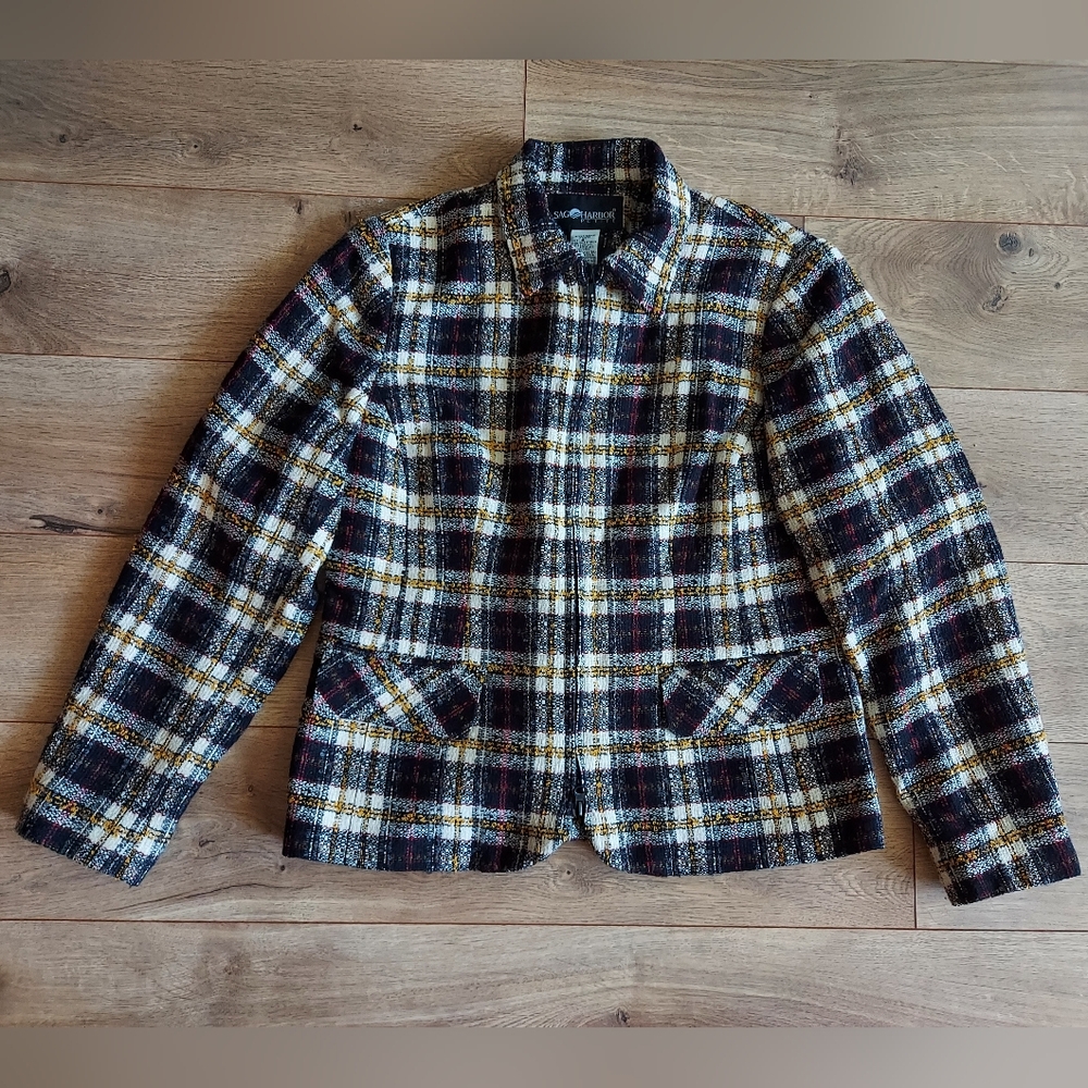 Plaid zip-up blazer